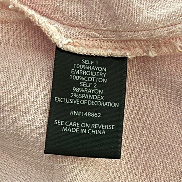 Torrid Pink Sleeveless Embroidered Babydoll Top Size 5 (5X) Rayon Cotton Blend - Picture 5 of 8